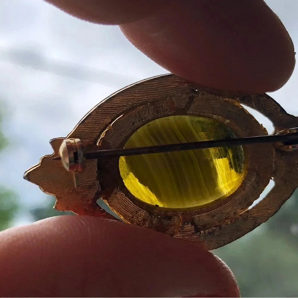 Vtg Tiger Eye  Brooch - Picture 8 of 9